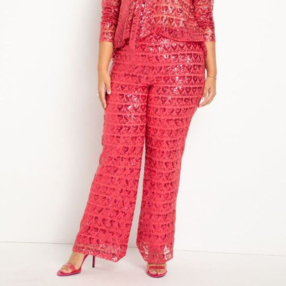 Eloquii pink Sequin Jumpsuit heart Valentine’s Day - Picture 7 of 16